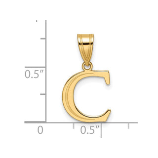 14K Yellow Gold Polished Etched Letter C Initial Pendant YC1539C