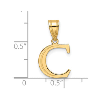 14K Yellow Gold Polished Etched Letter C Initial Pendant YC1539C