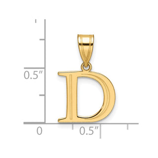14K Yellow Gold Polished Etched Letter D Initial Pendant YC1539D