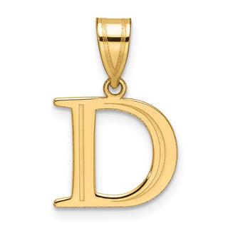 14K Yellow Gold Polished Etched Letter D Initial Pendant YC1539D