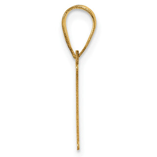14K Yellow Gold Polished Etched Letter E Initial Pendant YC1539E