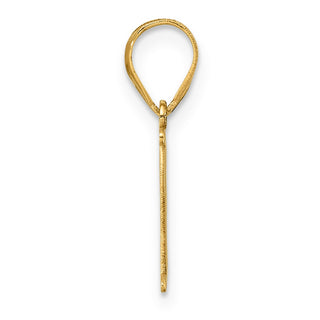 14K Yellow Gold Polished Etched Letter E Initial Pendant YC1539E