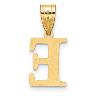 14K Yellow Gold Polished Etched Letter E Initial Pendant YC1539E
