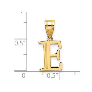 14K Yellow Gold Polished Etched Letter E Initial Pendant YC1539E