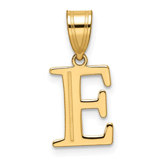 14K Yellow Gold Polished Etched Letter E Initial Pendant YC1539E
