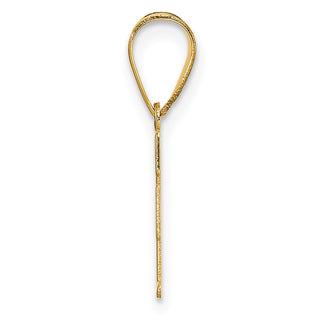 14K Yellow Gold Polished Etched Letter F Initial Pendant YC1539F