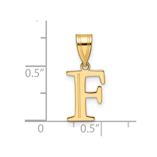 14K Yellow Gold Polished Etched Letter F Initial Pendant YC1539F