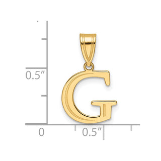 14K Yellow Gold Polished Etched Letter G Initial Pendant YC1539G