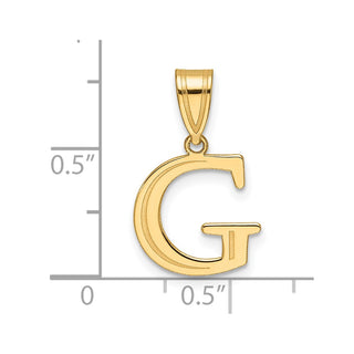 14K Yellow Gold Polished Etched Letter G Initial Pendant YC1539G