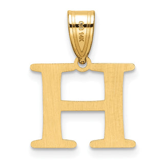 14K Yellow Gold Polished Etched Letter H Initial Pendant YC1539H