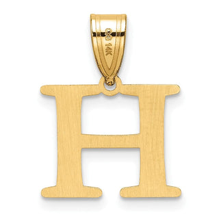 14K Yellow Gold Polished Etched Letter H Initial Pendant YC1539H