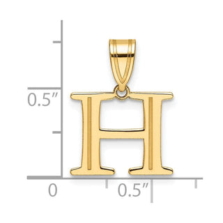 14K Yellow Gold Polished Etched Letter H Initial Pendant YC1539H