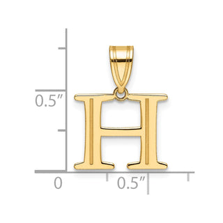 14K Yellow Gold Polished Etched Letter H Initial Pendant YC1539H