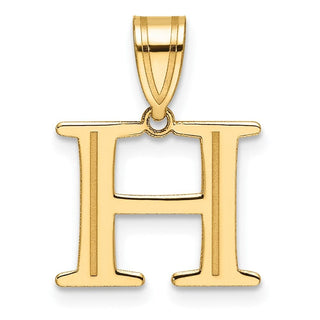 14K Yellow Gold Polished Etched Letter H Initial Pendant YC1539H
