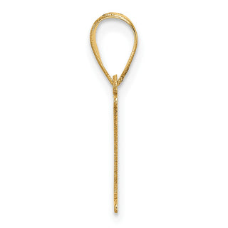 14K Yellow Gold Polished Etched Letter I Initial Pendant YC1539I