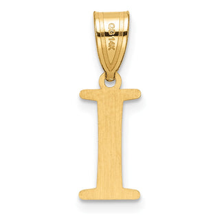 14K Yellow Gold Polished Etched Letter I Initial Pendant YC1539I