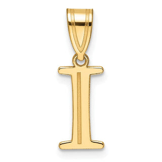 14K Yellow Gold Polished Etched Letter I Initial Pendant YC1539I