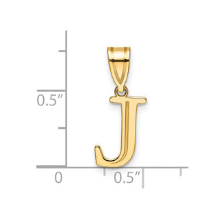 14K Yellow Gold Polished Etched Letter J Initial Pendant YC1539J