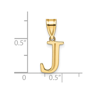 14K Yellow Gold Polished Etched Letter J Initial Pendant YC1539J