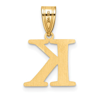 14K Yellow Gold Polished Etched Letter K Initial Pendant YC1539K