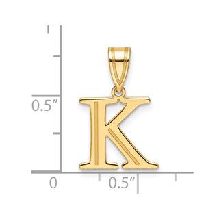 14K Yellow Gold Polished Etched Letter K Initial Pendant YC1539K