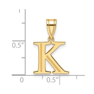14K Yellow Gold Polished Etched Letter K Initial Pendant YC1539K