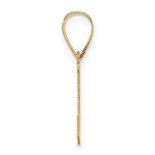 14K Yellow Gold Polished Etched Letter L Initial Pendant YC1539L