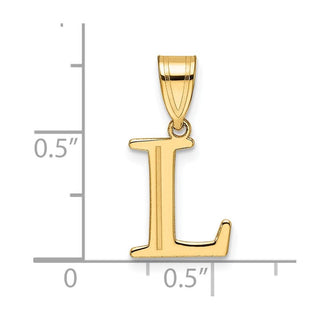 14K Yellow Gold Polished Etched Letter L Initial Pendant YC1539L