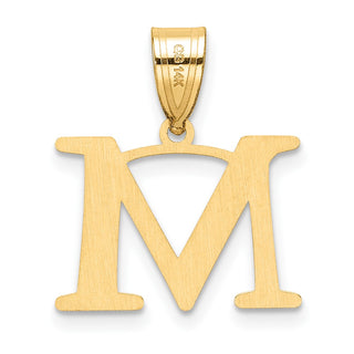 14K Yellow Gold Polished Etched Letter M Initial Pendant YC1539M