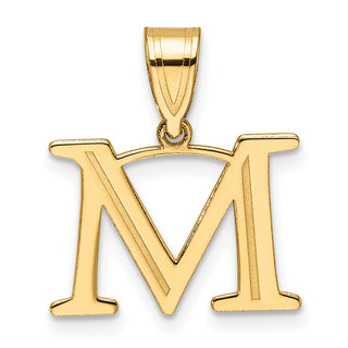 14K Yellow Gold Polished Etched Letter M Initial Pendant YC1539M
