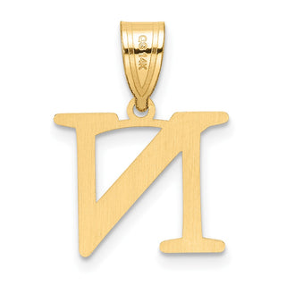 14K Yellow Gold Polished Etched Letter N Initial Pendant YC1539N
