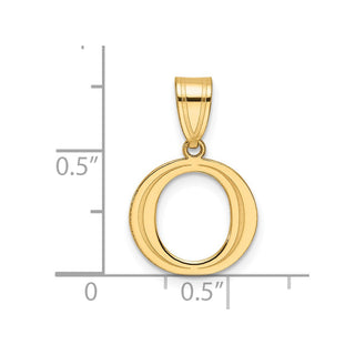 14K Yellow Gold Polished Etched Letter O Initial Pendant YC1539O