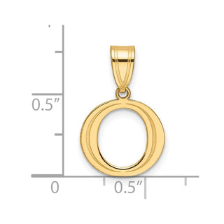 14K Yellow Gold Polished Etched Letter O Initial Pendant YC1539O