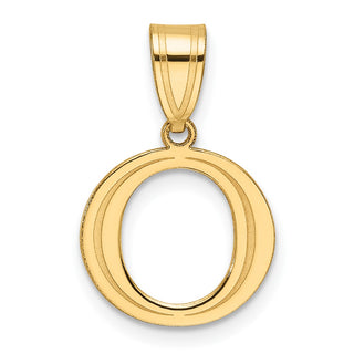 14K Yellow Gold Polished Etched Letter O Initial Pendant YC1539O