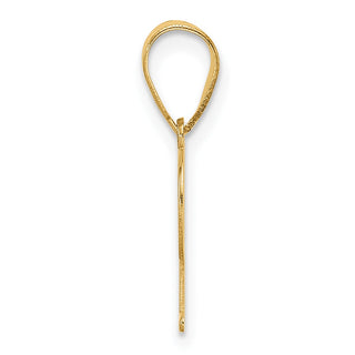 14K Yellow Gold Polished Etched Letter P Initial Pendant YC1539P