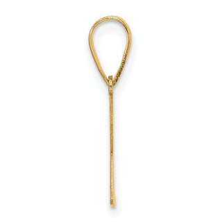14K Yellow Gold Polished Etched Letter R Initial Pendant YC1539R