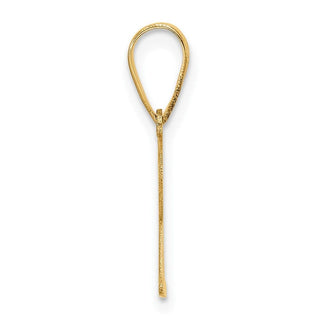14K Yellow Gold Polished Etched Letter R Initial Pendant YC1539R
