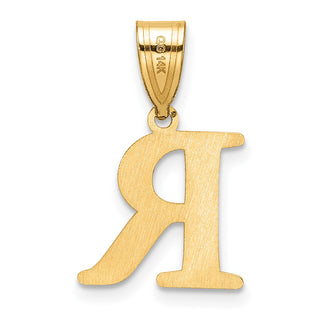 14K Yellow Gold Polished Etched Letter R Initial Pendant YC1539R