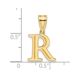 14K Yellow Gold Polished Etched Letter R Initial Pendant YC1539R