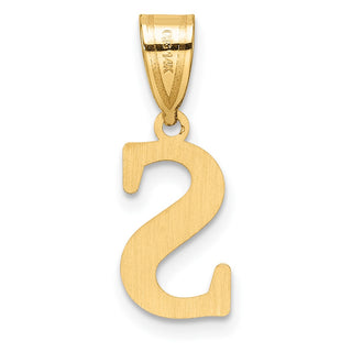 14K Yellow Gold Polished Etched Letter S Initial Pendant YC1539S