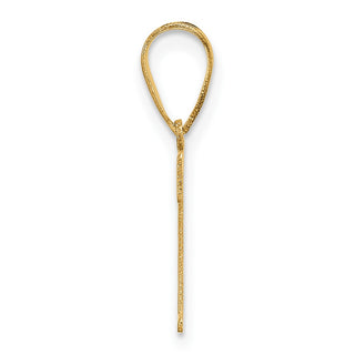 14K Yellow Gold Polished Etched Letter T Initial Pendant YC1539T
