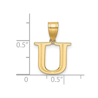 14K Yellow Gold Polished Etched Letter U Initial Pendant YC1539U