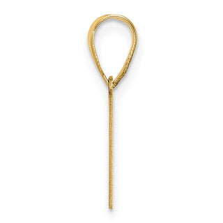 14K Yellow Gold Polished Etched Letter V Initial Pendant YC1539V