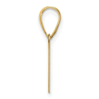 14K Yellow Gold Polished Etched Letter V Initial Pendant YC1539V