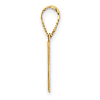 14K Yellow Gold Polished Etched Letter W Initial Pendant YC1539W