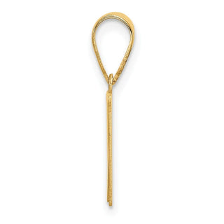14K Yellow Gold Polished Etched Letter W Initial Pendant YC1539W