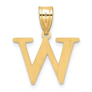 14K Yellow Gold Polished Etched Letter W Initial Pendant YC1539W
