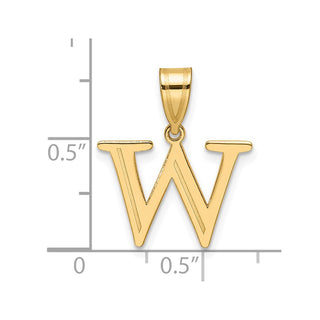 14K Yellow Gold Polished Etched Letter W Initial Pendant YC1539W