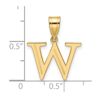 14K Yellow Gold Polished Etched Letter W Initial Pendant YC1539W