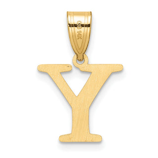 14K Yellow Gold Polished Etched Letter Y Initial Pendant YC1539Y